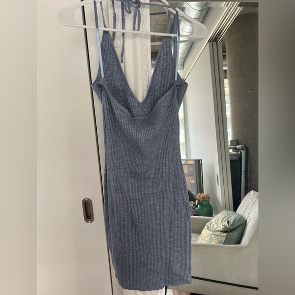 NWT* Abercrombie & Fitch Elevated Knit Halter Mini Dress - Blue Pattern - Picture 8 of 8